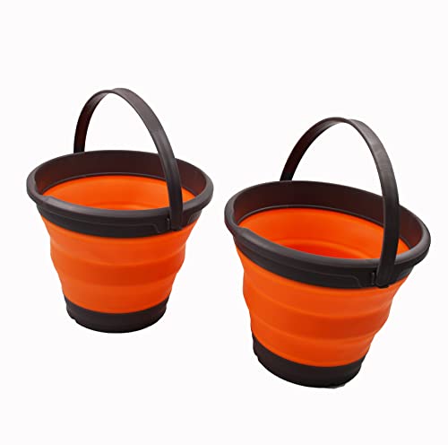 DUNAKE Collapsible Plastic Bucket With Lid, Foldable Round Tub With Lid,  Portable Fishing Water Pail, Space Saving Outdoor Waterpot For House  Cleaning