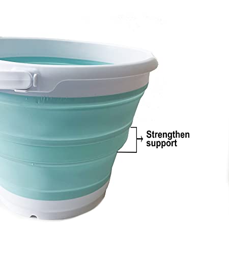 SAMMART 10L (2.6 Gallon) Collapsible Plastic Bucket - Foldable Round Tub - Portable Fishing Water Pail - Space Saving Outdoor Waterpot, Size 33cm Dia