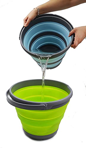 SAMMART 10L (2.6 Gallon) Collapsible Plastic Bucket - Foldable Round Tub - Portable Fishing Water Pail - Space Saving Outdoor Waterpot, Size 33cm Dia