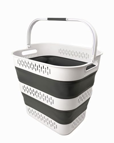 SAMMART 40L (10.5 Gallon) Collapsible Plastic Laundry Basket with Handles - Foldable Pop Up Storage Container/Organizer - Portable Laundry Hamper - Space Saving