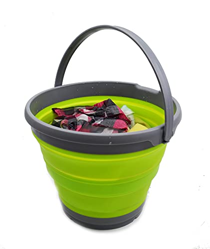 SAMMART 10L (2.6 Gallon) Collapsible Plastic Bucket - Foldable Round Tub - Portable Fishing Water Pail - Space Saving Outdoor Waterpot, Size 33cm Dia