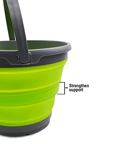 SAMMART 10L (2.6 Gallon) Collapsible Plastic Bucket - Foldable Round Tub - Portable Fishing Water Pail - Space Saving Outdoor Waterpot, Size 33cm Dia