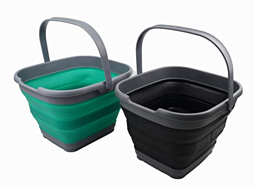 SAMMART 10L (2.6 Gallon) Set of 2 Collapsible Rectangular Handy Basket/Bucket