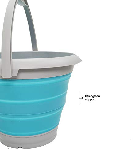 SAMMART 5L (1.32 Gallon) Collapsible Plastic Bucket - Foldable Round Tub - Portable Fishing Water Pail - Space Saving Outdoor Waterpot