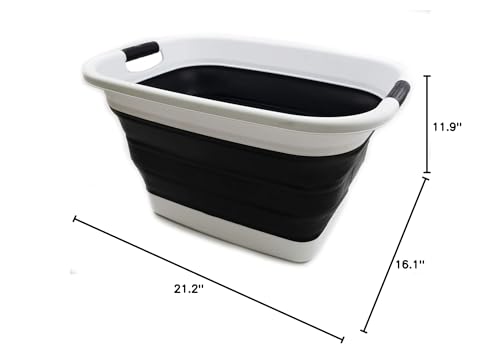 SAMMART 37L (9.77 Gallon) Collapsible Plastic Laundry Basket - Foldable Pop Up Storage Container/Organizer - Portable Washing Tub - Space Saving Hamper/Basket