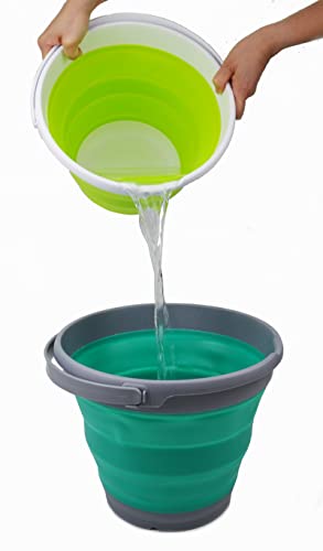 SAMMART 10L (2.6 Gallon) Collapsible Plastic Bucket - Foldable Round Tub - Portable Fishing Water Pail - Space Saving Outdoor Waterpot. Size 31cm Dia