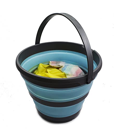 SAMMART 10L (2.6 Gallon) Collapsible Plastic Bucket - Foldable Round Tub - Portable Fishing Water Pail - Space Saving Outdoor Waterpot, Size 33cm Dia