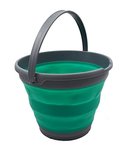 SAMMART 10L (2.6 Gallon) Collapsible Plastic Bucket - Foldable Round Tub - Portable Fishing Water Pail - Space Saving Outdoor Waterpot. Size 31cm Dia