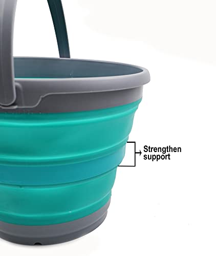 SAMMART 10L (2.6 Gallon) Collapsible Plastic Bucket - Foldable Round Tub - Portable Fishing Water Pail - Space Saving Outdoor Waterpot, Size 33cm Dia