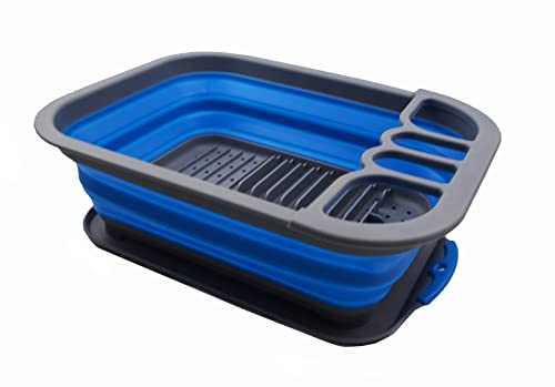 SAMMART 7.5L (2 Gallon) Collapsible Dish Drainer with Drainer Board - Foldable Drying Rack Set - Portable Dinnerware Organizer - Space Saving Kitchen Storage Tray