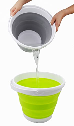 SAMMART 10L (2.6 Gallon) Collapsible Plastic Bucket - Foldable Round Tub - Portable Fishing Water Pail - Space Saving Outdoor Waterpot. Size 31cm Dia