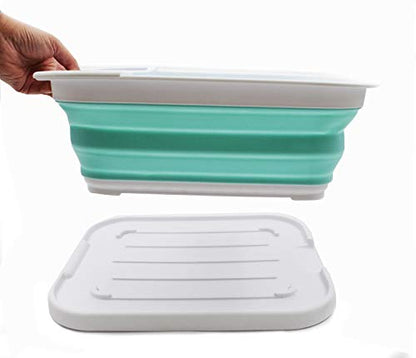 SAMMART Collapsible Dish Drainer with Tray - Foldable Drying Rack Set - Portable Dinnerware Organizer - Space Saving Kitchen Storage Tray