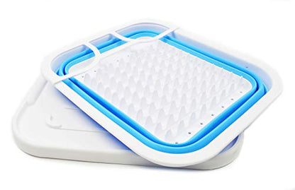 SAMMART Collapsible Dish Drainer with Tray - Foldable Drying Rack Set - Portable Dinnerware Organizer - Space Saving Kitchen Storage Tray