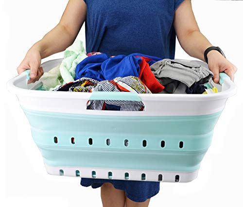 SAMMART 42L (11 gallon) Collapsible Plastic Laundry Basket - Foldable Pop Up Storage Container/Organizer - Space Saving Hamper/Basket