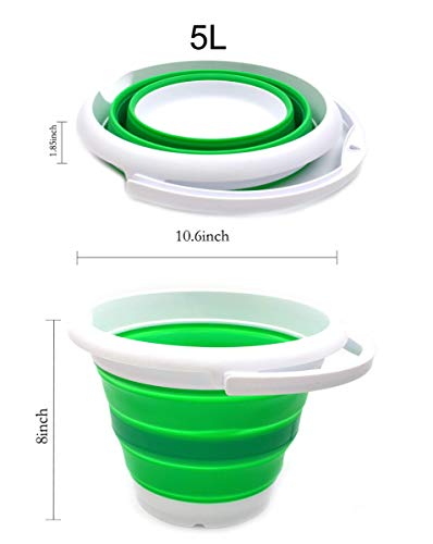 SAMMART 5L (1.32 Gallon) Collapsible Plastic Bucket - Foldable Round Tub - Portable Fishing Water Pail - Space Saving Outdoor Waterpot