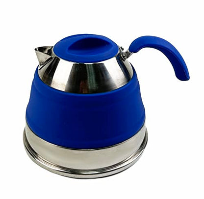 Collapsible 1.5L (4 Gallons) Silicone Kettle - Camping Waterpot, Travel Kettle, Foldable Kettles for Boiling Water. Small Portable Silicone Tea Kettle, Outdoor Camp Pot