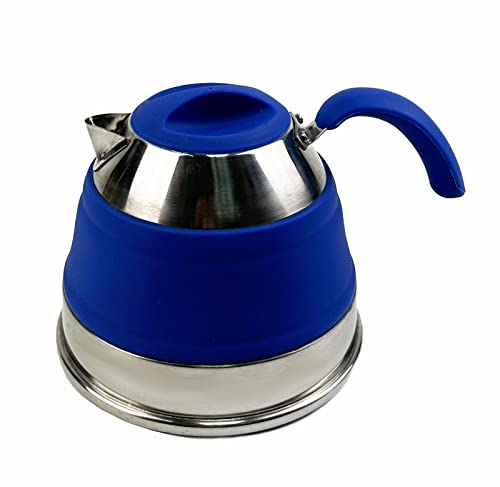 Collapsible 1.5L (4 Gallons) Silicone Kettle - Camping Waterpot, Travel Kettle, Foldable Kettles for Boiling Water. Small Portable Silicone Tea Kettle, Outdoor Camp Pot