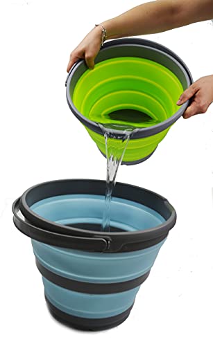 SAMMART 10L (2.6 Gallon) Collapsible Plastic Bucket - Foldable Round Tub - Portable Fishing Water Pail - Space Saving Outdoor Waterpot, Size 33cm Dia