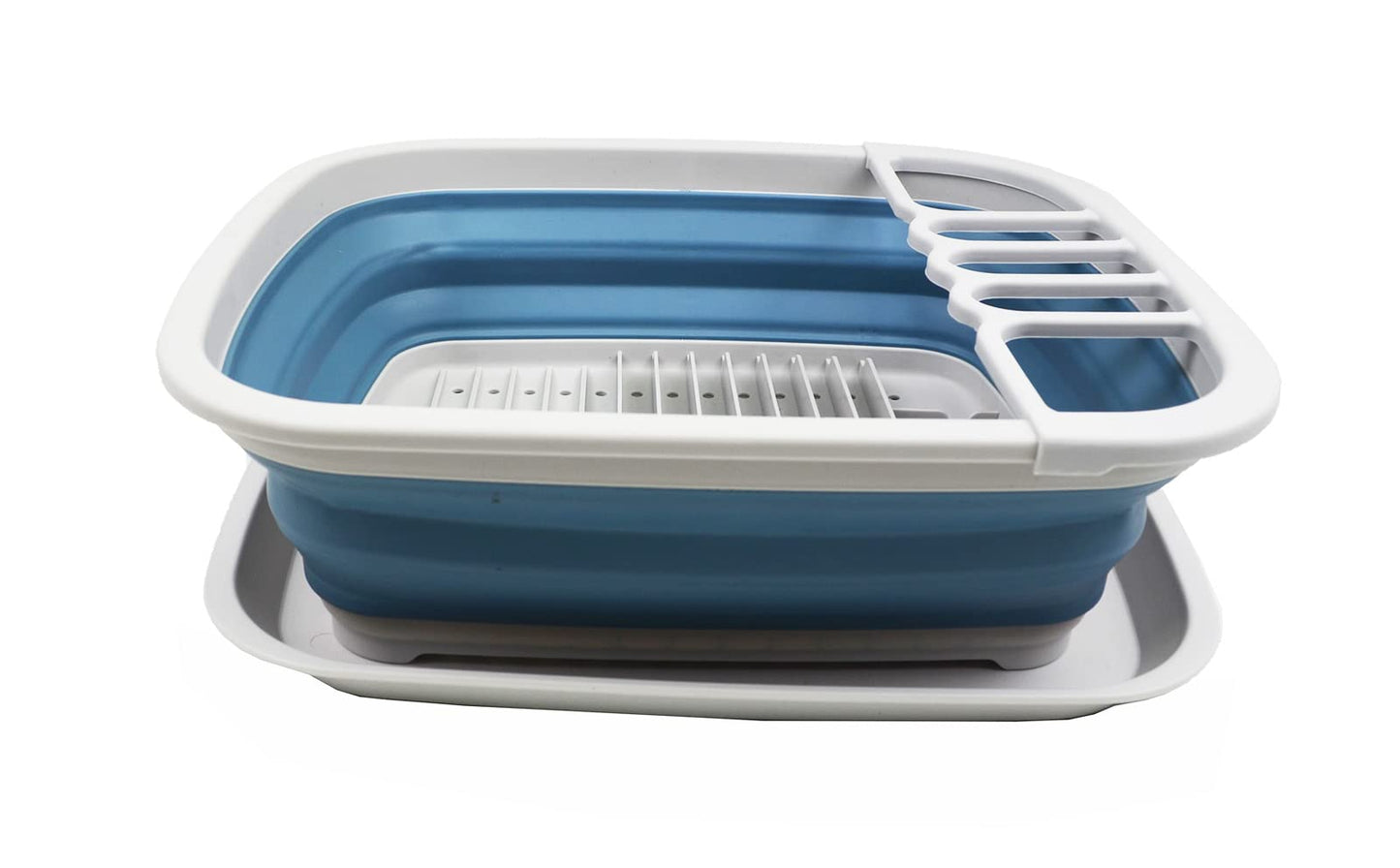 SAMMART 8L (2.11Gallons) Collapsible Dish Drainer with Drainer Board - Foldable Drying Rack Set - Portable Dinnerware Organizer - Space Saving Kitchen Storage Tray