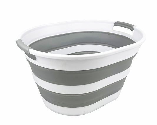 Collpasible Laundry Basket (23L Collapsible Laundry Basket (White/Grey))