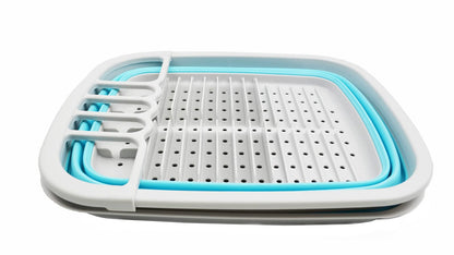 SAMMART 8L (2.11Gallons) Collapsible Dish Drainer with Drainer Board - Foldable Drying Rack Set - Portable Dinnerware Organizer - Space Saving Kitchen Storage Tray