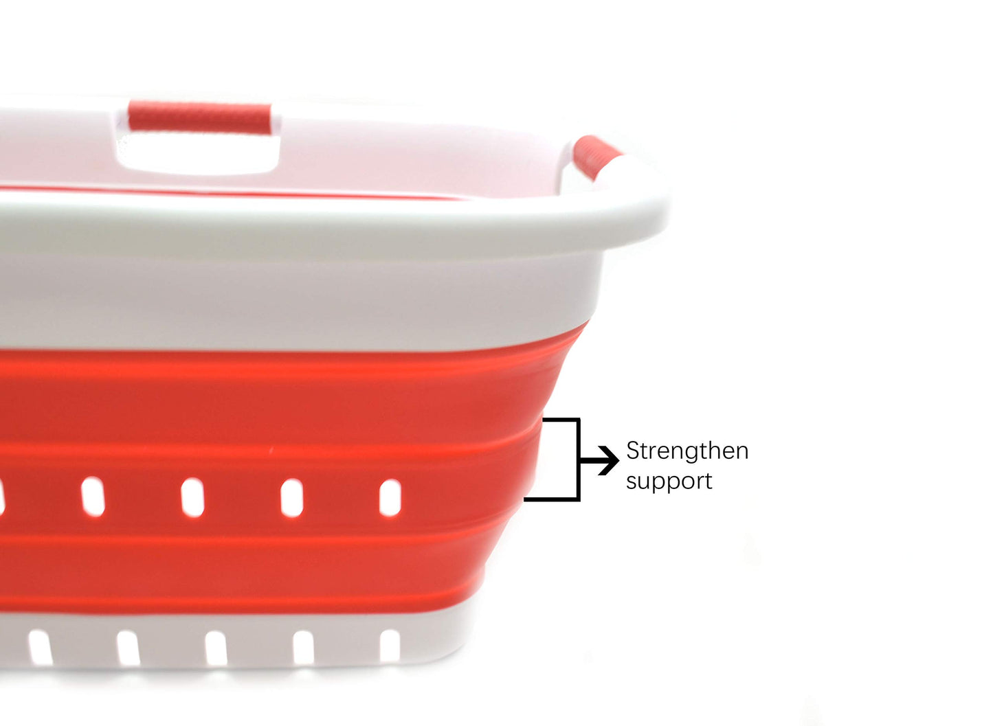 SAMMART 41L (10.8 gallon) Set of 2 Collapsible 3 Handled Plastic Laundry Basket-Foldable Pop Up Storage Container/Organizer-Portable Washing Tub-Space Saving Hamper/Basket