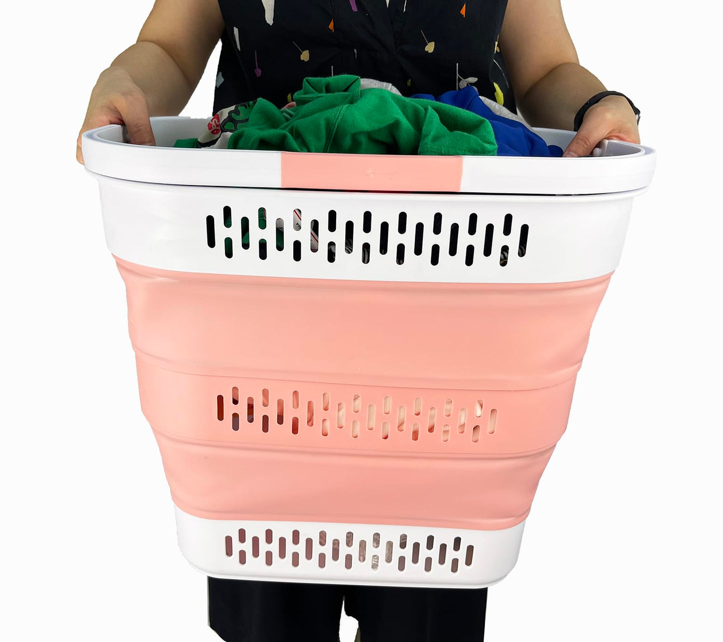 SAMMART 40L (10.5 Gallon) Collapsible Plastic Laundry Basket with Handles - Foldable Pop Up Storage Container/Organizer - Portable Laundry Hamper - Space Saving