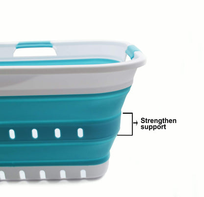 SAMMART 42L (11 gallon) Collapsible Plastic Laundry Basket - Foldable Pop Up Storage Container/Organizer - Space Saving Hamper/Basket