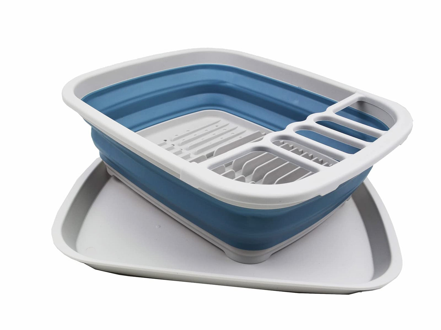 SAMMART 8L (2.11Gallons) Collapsible Dish Drainer with Drainer Board - Foldable Drying Rack Set - Portable Dinnerware Organizer - Space Saving Kitchen Storage Tray