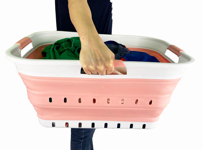 SAMMART 42L (11 gallon) Collapsible Plastic Laundry Basket - Foldable Pop Up Storage Container/Organizer - Space Saving Hamper/Basket