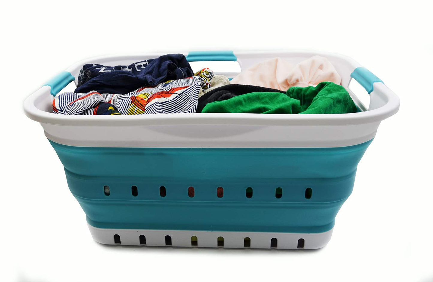 SAMMART 42L (11 gallon) Collapsible Plastic Laundry Basket - Foldable Pop Up Storage Container/Organizer - Space Saving Hamper/Basket