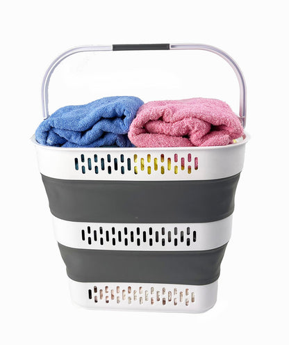 SAMMART 40L (10.5 Gallon) Collapsible Plastic Laundry Basket with Handles - Foldable Pop Up Storage Container/Organizer - Portable Laundry Hamper - Space Saving