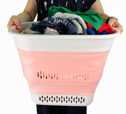 SAMMART 40L (10.5 gallon) Collapsible Plastic Laundry Basket - Foldable Pop Up Storage Container/Organizer - Portable Laundry Hamper - Space Saving