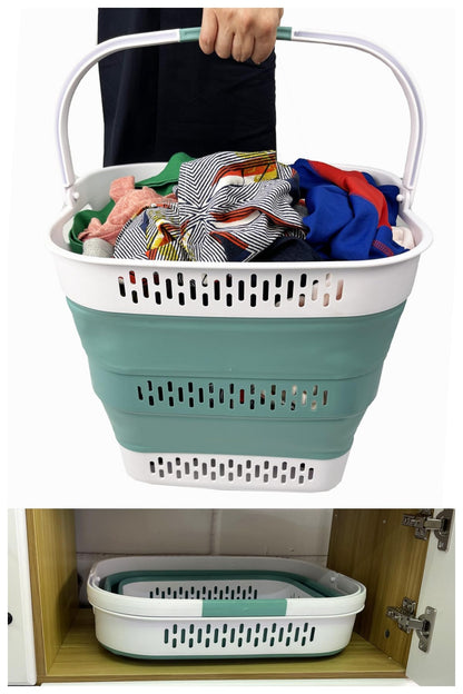 SAMMART 40L (10.5 Gallon) Collapsible Plastic Laundry Basket with Handles - Foldable Pop Up Storage Container/Organizer - Portable Laundry Hamper - Space Saving