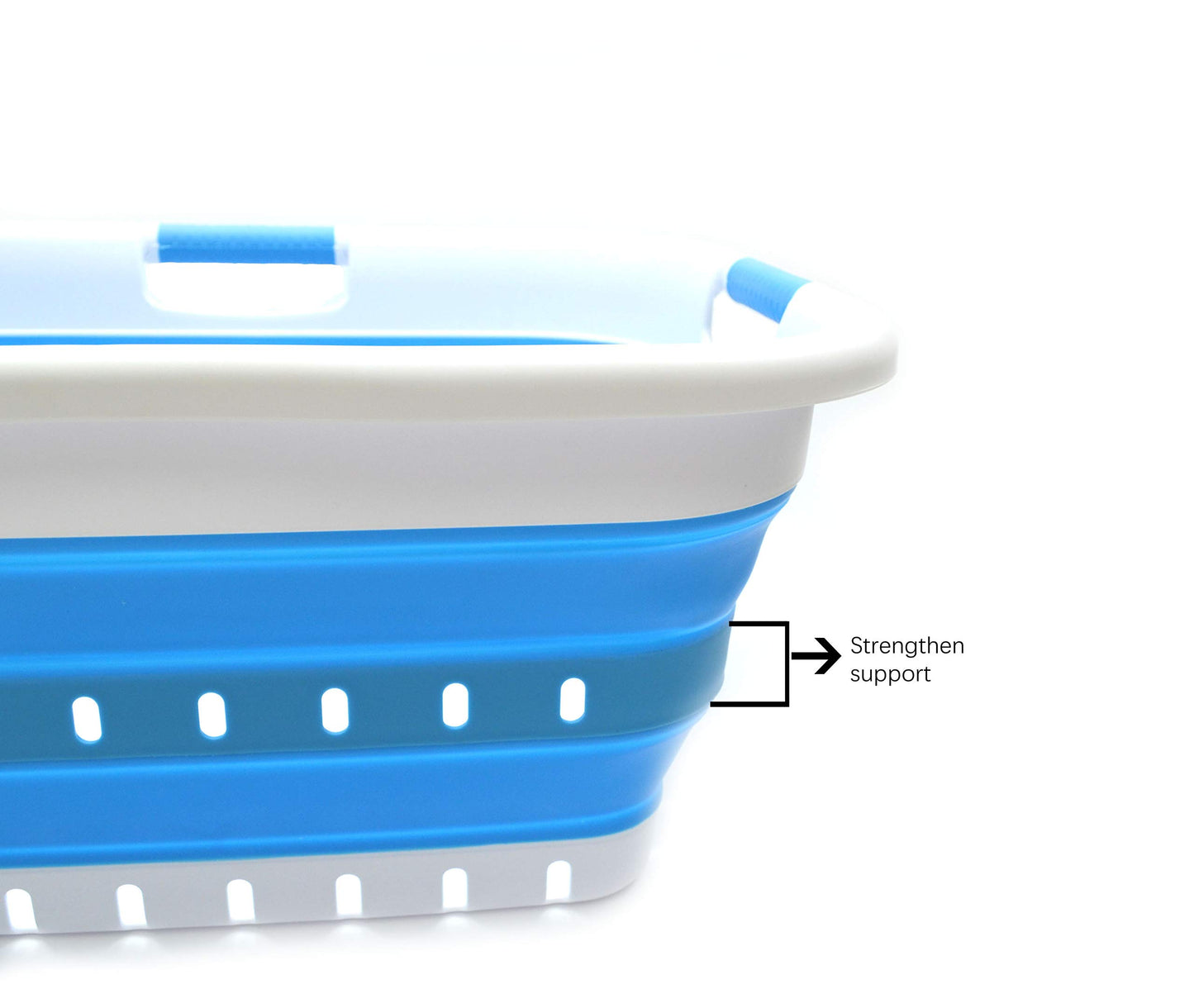 SAMMART 41L (10.8 gallon) Set of 2 Collapsible 3 Handled Plastic Laundry Basket-Foldable Pop Up Storage Container/Organizer-Portable Washing Tub-Space Saving Hamper/Basket