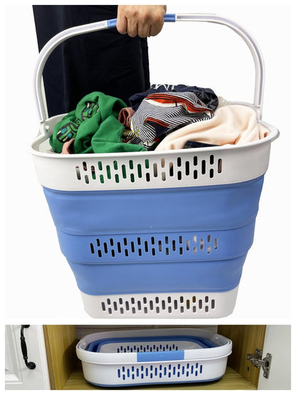 SAMMART 40L (10.5 Gallon) Collapsible Plastic Laundry Basket with Handles - Foldable Pop Up Storage Container/Organizer - Portable Laundry Hamper - Space Saving