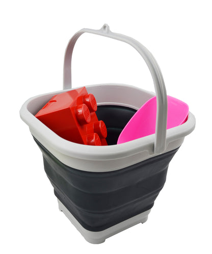 SAMMART 5.5L (1.4 Gallon) Collapsible Square Handy Bucket/Foldable SquareWater Pail/Portable Tub with Handle.