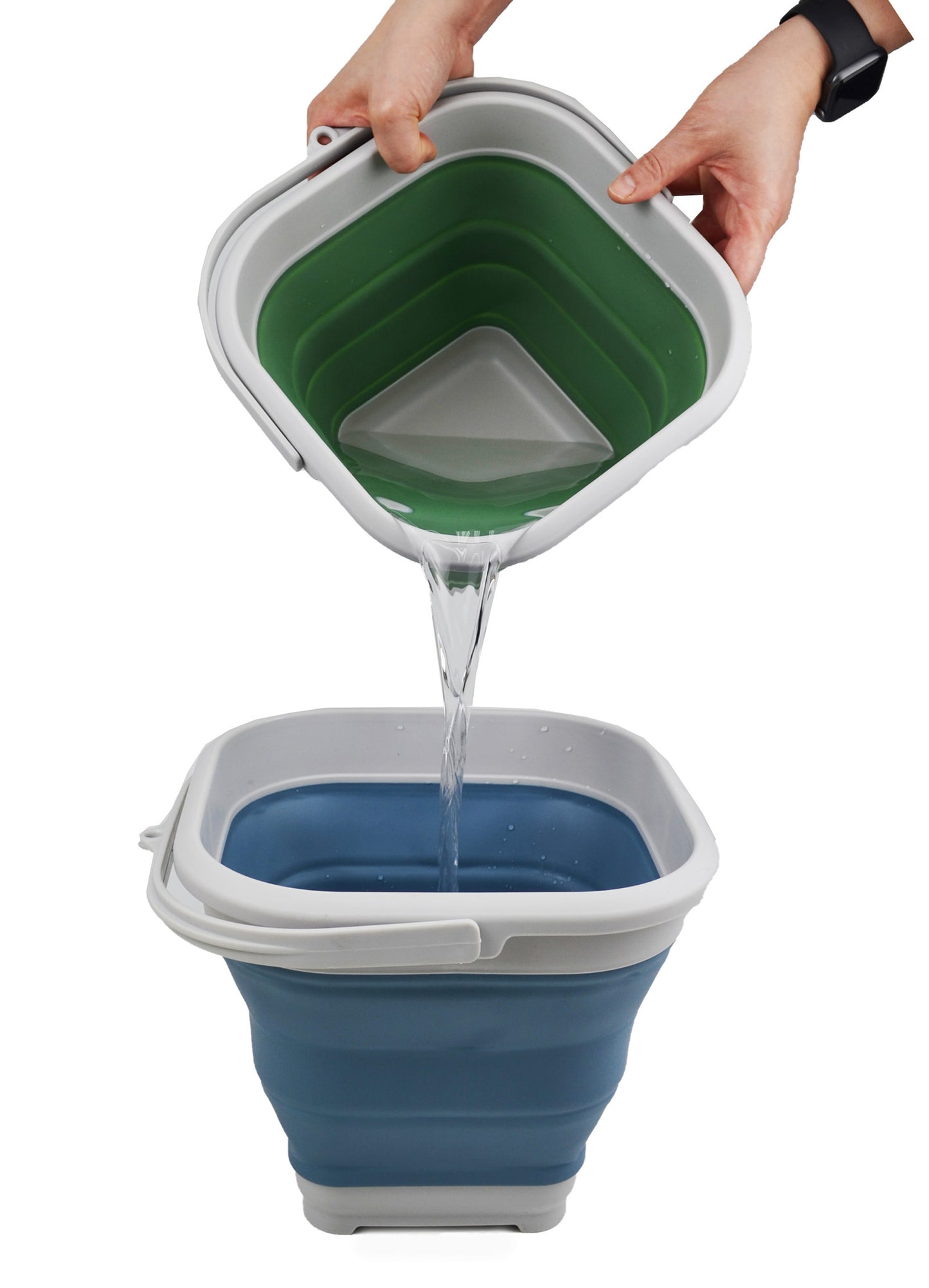 SAMMART 5.5L (1.4 Gallon) Collapsible Square Handy Bucket/Foldable SquareWater Pail/Portable Tub with Handle.