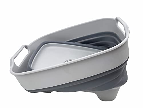 SAMMART 7.5L (2 Gallons) Collapsible Dishpan with Draining Plug - Foldable Washing Basin - Portable Dish Washing Tub - Space Saving Kitchen Storage Tub