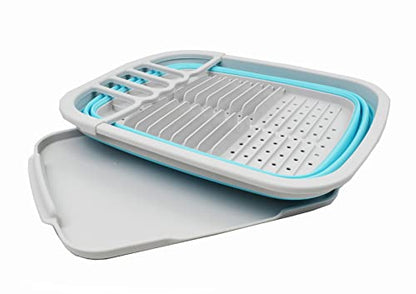 SAMMART 8L (2.11Gallons) Collapsible Dish Drainer with Drainer Board - Foldable Drying Rack Set - Portable Dinnerware Organizer - Space Saving Kitchen Storage Tray