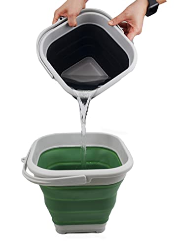 SAMMART 5.5L (1.4 Gallon) Collapsible Square Handy Bucket/Foldable SquareWater Pail/Portable Tub with Handle.