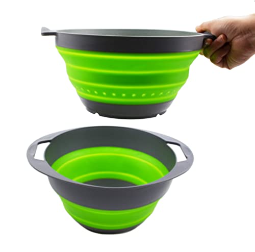 Collapsible TPE/PP Colander & Bowl Set. Foldable Washing Basin - Portable Dish Washing Tub - Space Saving Kitchen Storage Tray