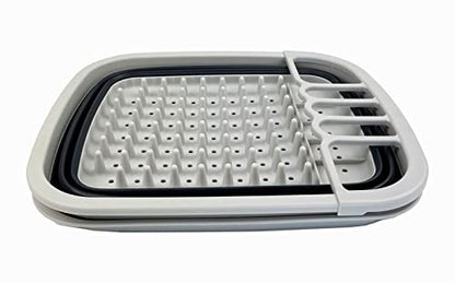 SAMMART 8L (2.11Gallons) Collapsible Dish Drainer with Drainer Board - Foldable Drying Rack Set - Portable Dinnerware Organizer - Space Saving Kitchen Storage Tray