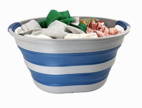 SAMMART 23L (6 Gallons) Collapsible Plastic Laundry Basket - Oval Tub - Foldable Storage Container/Organizer -Portable Washing Tub -Space Saving Laundry Hamper