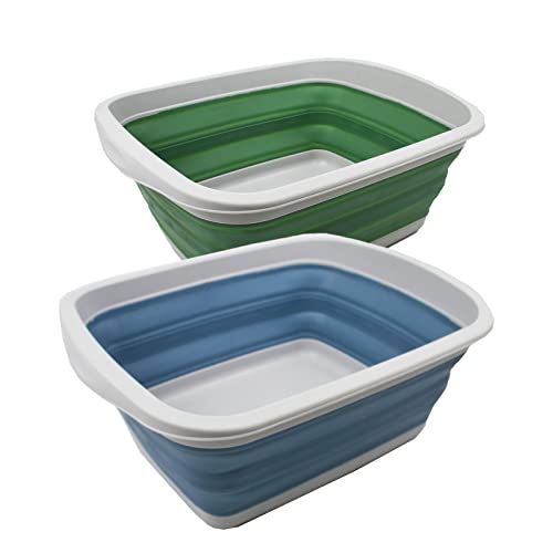 SAMMART 10L (2.6 Gallon) Collapsible Tub-Foldable Dish Tub-Portable Washing Basin-Space Saving Plastic Washtub