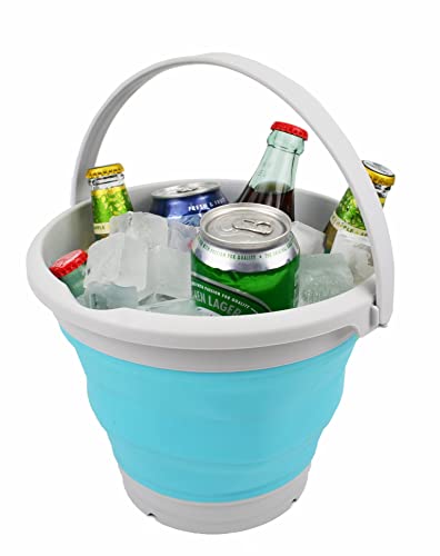 SAMMART 5.5L (1.4 Gallon) Collapsible Plastic Bucket - Foldable Round Tub - Portable Fishing Water Pail - Space Saving Outdoor Waterpot