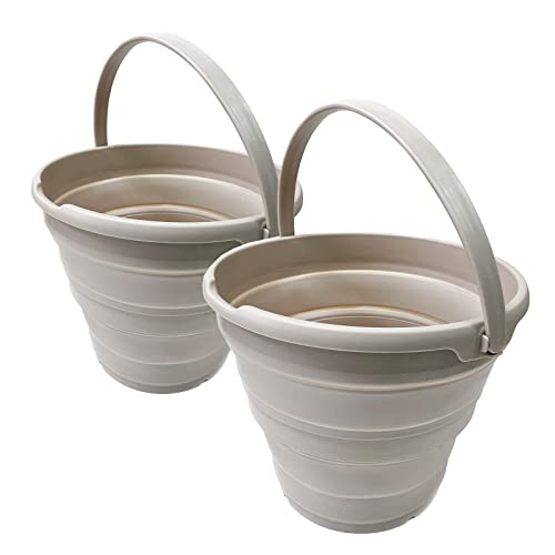 SAMMART Set of 2-10L (2.6 gallons) Collapsible Plastic Bucket - Foldable Round Tub with Handle- Portable Fishing Water Pail - Space Saving Outdoor Waterpot, Dia: 13 inches